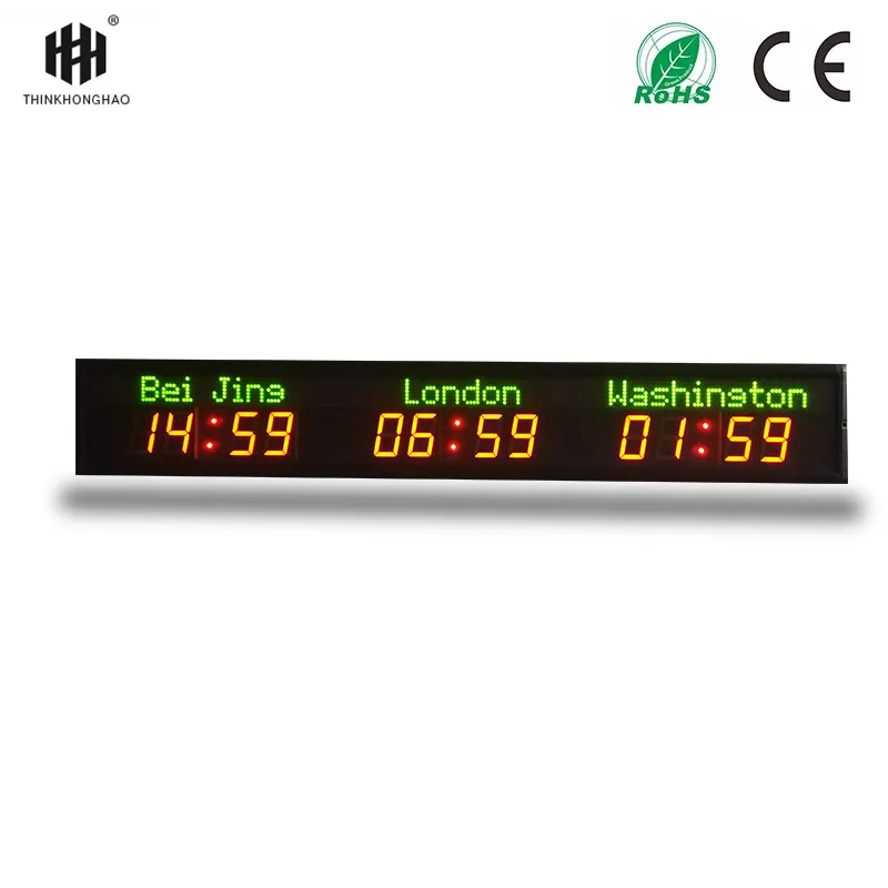 [Personalización] pantalla LED digital profesional reloj mundial luz LED reloj de zona horaria múltiple sincronización de chip inteligente