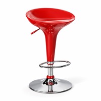 Tabouret de bar réglable avec siège incurvé brillant, base en chrome et repose-pieds pour comptoir de cuisine