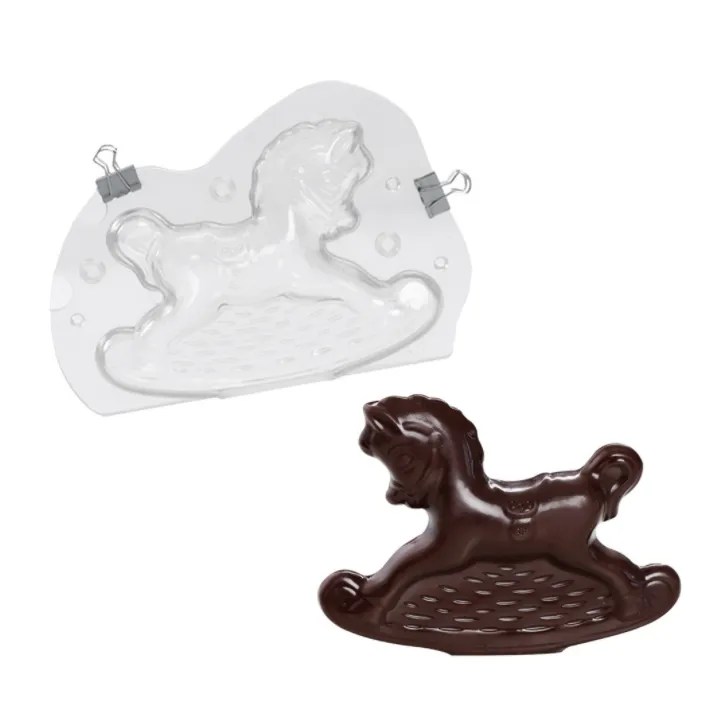 Bebé ducha 3D chocolate molde de caramelo caballo policarbonato fondant pastel decoración herramientas