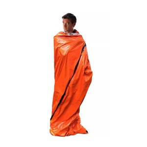 Ensemble de tente et sac de couchage d'urgence orange et argenté, imperméable, pour survie en extérieur, 1 personne - Product Image 2