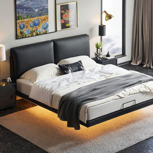 Letto Matrimoniale King Size con Design a Bordi Quadrati, Silenzioso, Antiscivolo, in Morbida Pelle, Ideale per Camera da Letto Principale - Product Image 5