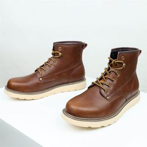 Bottes montantes oversize pour hommes, style britannique et américain, en cuir synthétique, avec fermeture éclair, mode rétro, pour le travail et l'extérieur - Product Image 1