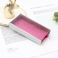 Boîte d'emballage de tiroir à cils de marque privée personnalisée fenêtre transparente cils holographiques roses gaufrage de revêtement UV pour cosmétiques