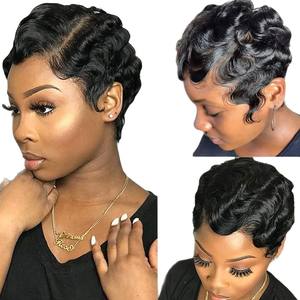 Peluca Corta Rizada con Encaje Transparente 13x4, Línea de Cabello Natural, Fibra Kanekalon Resistente al Calor, Color Negro Puro 1B, Marrón Claro 230 - Product Image 2