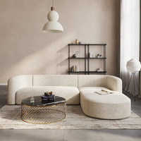 Canapé modulaire incurvé en forme de L, style italien minimaliste, sectionnel mobile, en tissu velours premium compressé sous vide pour salon