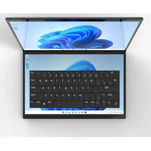2024 nuovo design doppio schermo 14 pollici + 14 pollici IPS Touch Screen Computer portatile 16gb ram