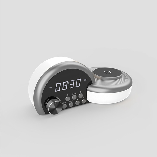 Wireless Charging Bluetooth Speaker, Multi-function Speaker with Ambient Light, Bluetooth Speaker Clock Alarm Clock Sound