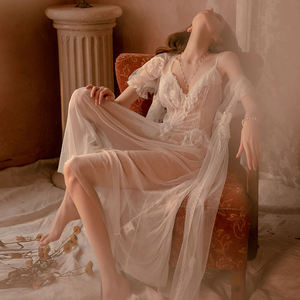 Pajamas Sexy Mesh See Through Nightgown <strong>Mature</strong> Women Comfortable Skin Friendly Casual Loungewear for Home Bedroom Sleeping Wear - Product Image 3