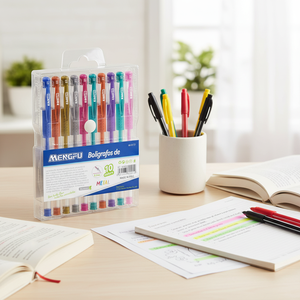 Set di 10 Penne Fluorescenti con Impugnatura Triangolare Mengfu, Multicolore, Punta da 0,7mm, Modello M-0177 per Scrittura Fluida, Prodotte in Cina - Product Image 3