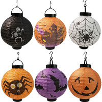 Décoration d'Halloween, maison hantée, accessoires de décoration d'ambiance de bar, lanternes en papier LED en forme de citrouille portables