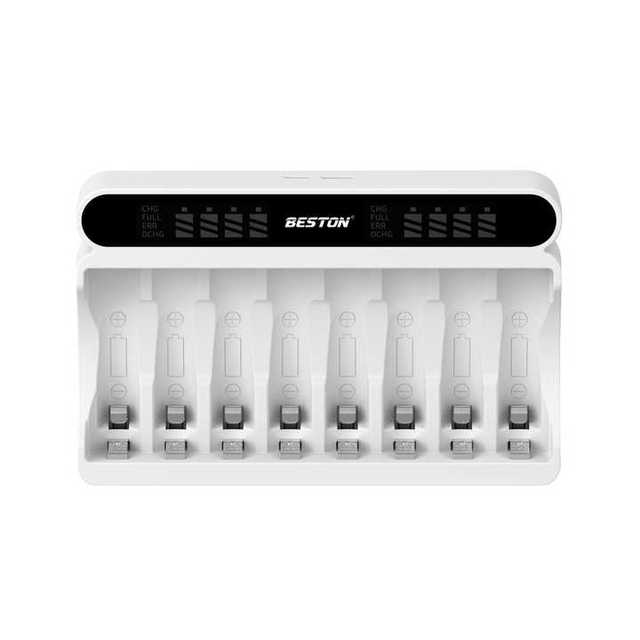 BESTON 8-Bay Upgrade Super Fast Smart 1.2V Charger Nimh Battery LCD Indicator AA AAA 1.2V Rechargeable Battery Charger Adapters