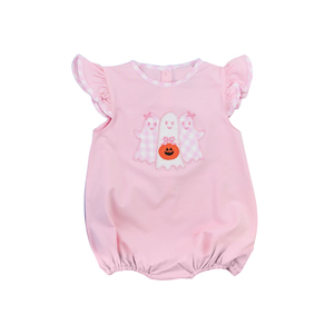 SR3196 RTS bebé niña rosa espeluznante calabaza estampado niños venta al por mayor mameluco manga voladora mono niño lindo conjunto - Product Image 6