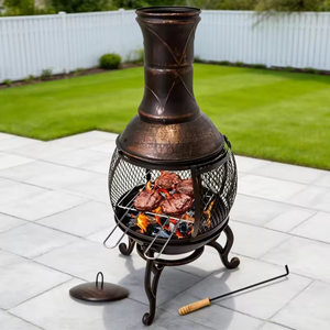 Chimenea de bronce con patrón de diamante, chimenea de hierro martillado con malla, patas decorativas, hoguera exterior de hierro. - Product Image 6