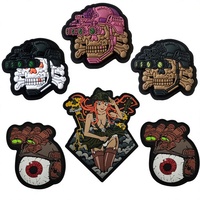 Patch Crâne 3D en PVC, Badge Tactique Morale Dessin Animé Anime, Autocollant en Caoutchouc Résistant à l'Usure avec Crochet Latéral Unique pour Vêtements Tendance Urbaine