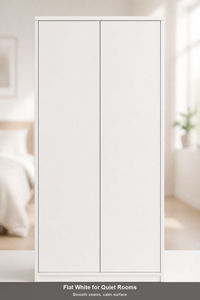 Lemari Pakaian Kayu Panel Datar Putih Nordik Bersertifikasi ENF, Lemari Skandinavia KD, Kabinet Penyimpanan Pintu Ganda untuk Kamar Tidur - Product Image 3