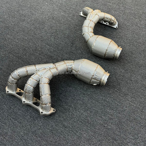 Sortie d'usine 304 tuyau de descente d'échappement en acier inoxydable avec bouclier thermique pour Porsche 911 <span class=keywords><strong>991</strong></span>.1 997 <span class=keywords><strong>GT3</strong></span> <span class=keywords><strong>rs</strong></span> 3.8L collecteurs d'échappement - Product Image 2