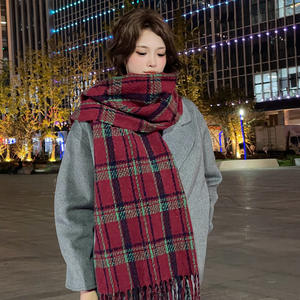 Otoño Invierno nuevo poliéster imitación Cachemira bufanda a cuadros estilo coreano de gama alta cálido transpirable chal estudiante versátil - Product Image 4