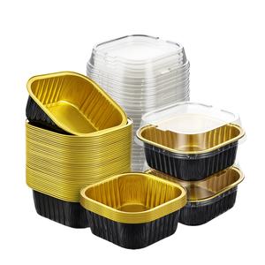 Contenedor Cuadrado Desechable de 220 ml para Postres, Mini Moldes de Aluminio para Hornear Muffins, Mousse, Gelatina, Pudín y Pastel - Product Image 1