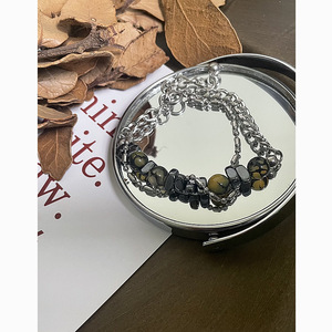 Thời trang hạt của vết nứt và Hematit đá tự nhiên thép không gỉ cực Chuỗi Vòng Đeo tay quyến rũ phụ nữ người đàn ông Quà Tặng stb060 - Product Image 5