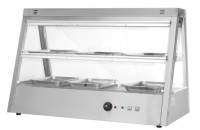 Vitrine chauffante commerciale à 2 niveaux et 6 bacs avec circulation d'air chaud pour boulangerie et restauration rapide