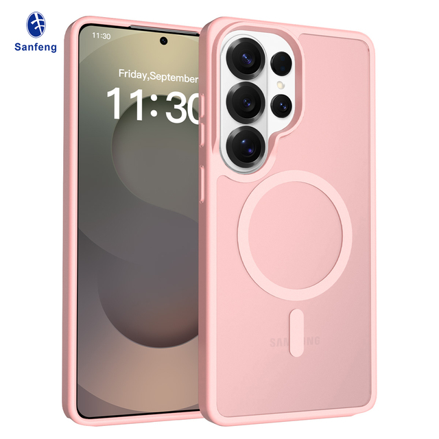 High Quality Matte Skin-Feel Magnetic Mobile Phone Case Pink Cell Girl Phone Case Cover Samsung S22 S23 S24 S25 S26 Ultra Case