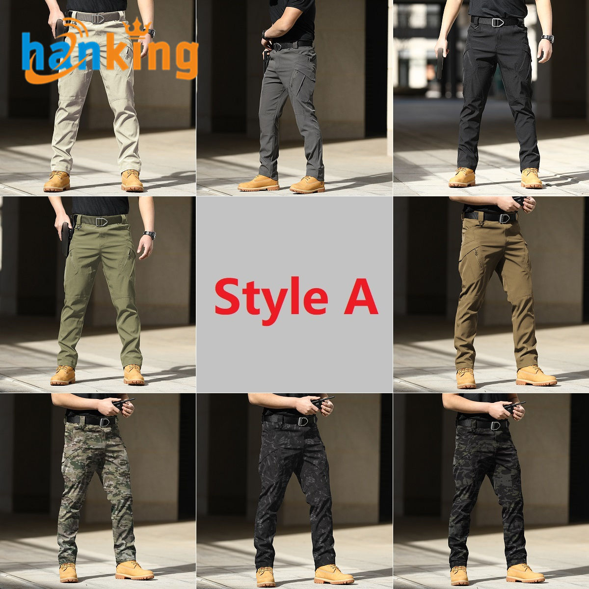 Khaki, Grey, Black, Green, Brown, Camouflage-Style A