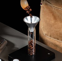 Boîte à grains de café transparente en acier inoxydable, ensemble de tubes de stockage portables pour grains de café, support de présentation pour la dégustation du café