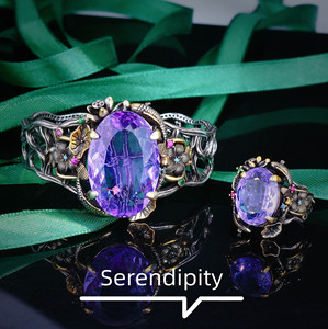 Stile <span class=keywords><strong>palazzo</strong></span> Vintage Set in ottone da donna colorato foglia di loto bracciale orecchino cavo in filigrana ciondolo tesoro per matrimoni - Product Image 5