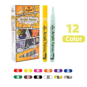 <span class=keywords><strong>FLYSEA</strong></span> 0.7มม. ชุดปากกาอะคริลิค12สีสำหรับระบายสีกราฟฟิตีและปากกาวาดภาพระบายสี - Product Image 3