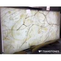 Panneau en résine d'albâtre rétro-éclairé pierre frittée Panneau mural intérieur en onyx blanc translucide Faux brique brillante de 6mm d'épaisseur