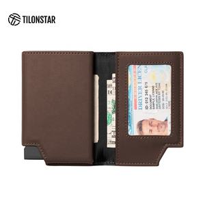TILONSTAR-Porte Carte Bancaire Compact en Aluminium, Portefeuille en Cuir à Deux Pliants, Porte Carte RFID avec Poche pour Argent et Fenêtre d'Identité, TVC502 - Product Image 3