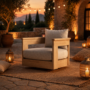 Modernes Minimalistisches Teak-Outdoor-Sofa-Set Massivholz Garten-Terrassen-Couch für Kleine Innenhöfe Balkone Terrassen - Product Image 1
