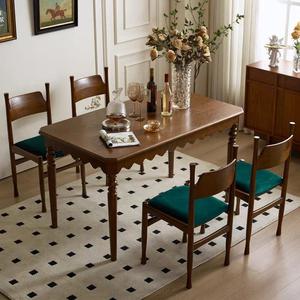 French Retro Style <b>Solid</b> <b>Wood</b> Rectangular Dining <b>Table</b> For Small Apartment Home Use - Product Image 4