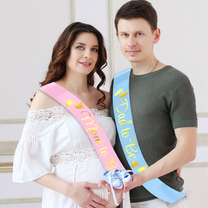 2 packs de décorations de bannière Delphinus pour baby shower et Saint-Valentin, lettres en satin <span class=keywords><strong>bleu</strong></span> et rose avec feuille d'or pour future maman et futur papa, cadeaux de fête - Product Image 6