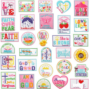 Parches Bordados de Fe, Adhesivos Decorativos <span class=keywords><strong>para</strong></span> Ropa, Letras de Amor, Bordado a Máquina, Sellos, Cruces, Termoadhesivos - Product Image 4