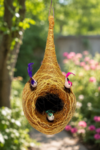 Nid d'oiseau suspendu artisanal en fibre de coco – Décoration écologique en fibre naturelle pour la maison et les cadeaux - Product Image 3