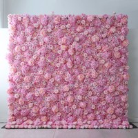 Mur de fleurs enroulées 8ft x 8ft soie artificielle rose fleur de rose fond de mur décoratif de luxe vente en gros