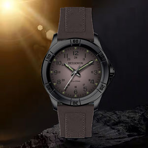 Montres sport tendance 2024, éco-énergétiques, pour hommes, 44 mm, grand cadran, cadran personnalisé, quartz solaire, bracelet en cuir véritable, fabriqué en Chine - Product Image 1