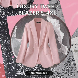 Giacca da <span class=keywords><strong>donna</strong></span> di lusso di fascia alta con chiusura a bottone singolo capispalla in tessuto <span class=keywords><strong>Tweed</strong></span> ruvido con motivo a tinta unita per bottone per feste - Product Image 2