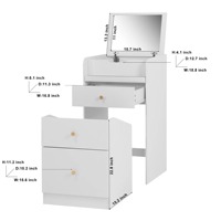 Ensemble de coiffeuse moderne en MDF blanc, gain de place, avec miroir rabattable pour le maquillage, MOQ 100
