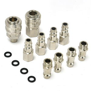 Plowing German Style Quick <b>Coupling</b> 10 Piece Set 1/4 Inch Air Hose Connector Nickel Plated Copper Pneumatic Components - Product Image 1