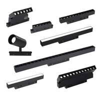 Système d'éclairage sur rail magnétique noir moderne, bande LED linéaire encastrée pour salon et plafond commercial