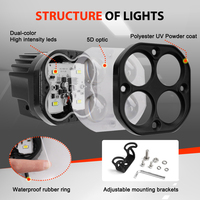 Nouveau projecteur LED antibrouillard 5D bicolore 3 pouces 120W haute puissance, phare de travail LED de recul 4x4 tout-terrain à faisceau spot pour pare-chocs