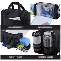 Sacs de sport en polyester en gros avec séparation humide/sec, sacs de fitness avec poche à chaussures, sacs de voyage étanches