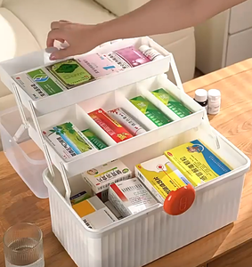 Kit di Pronto Soccorso Familiare, Organizzatore Medico di Grande Capacità, Cassetta dei Medicinali Trasparente, Scatola Portamedicinali in Offerta - Product Image 2