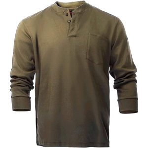 เสื้อยืดแขนยาวทรงเฮนลีย์ ผ้าป๊อปลินคอตตอน 100% สำหรับผู้ชาย ทนไฟ เหมาะสำหรับทำงาน - Product Image 1