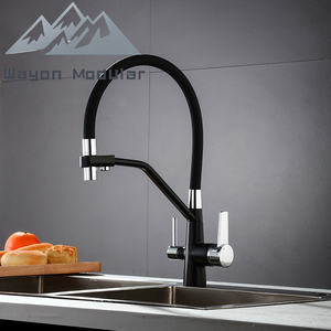 Grifo Mezclador de Lavabo de Acero Inoxidable de Grado Comercial de Lujo Wayon, Montado en Cubierta, Color Negro, con Doble Manija - Product Image 1