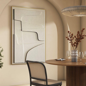Grande Opera d'Arte da Parete Moderna Pittura Materica a Rilievo 3D Scultura Geometrica Fatta a Mano Minimalista Effetto Arenaria per Arredamento di Hotel - Product Image 4