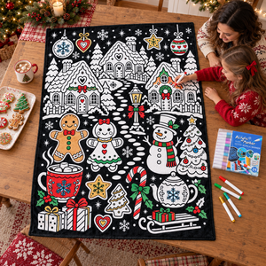 Customized Christmas DIY Coloring <b>Blanket</b> Graffiti <b>Blanket</b> Washable Flannel Throw <b>Blankets</b> Family Gift for Kids and Bed - Product Image 3