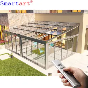 Smartart 2022 Pre Fab Huis Modulaire Huizen Geprefabriceerde Showroom Bouw Vastgoed Glazen Dakraam Intrekbare Dak Ontwerp